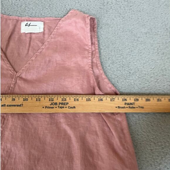 Andrea Jovine Tank Top Small Linen V Neck Pink Sleeveless Beach Boho Minimalist - Picture 9 of 11